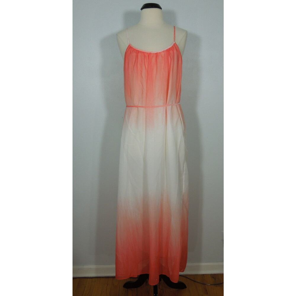 LESHOP Maxi Sundress L LARGE Womens Sheer White Coral